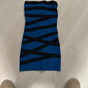 Bebe Black and Blue Bodycon Mini Dress
